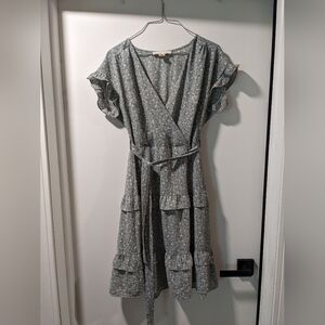 Ruffled Short Dress Blue Floral